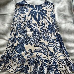 Vineyard Vines Navy and Cream Floral Open Back Swing Top